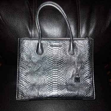 Michael Kors snake print metallic grey purse