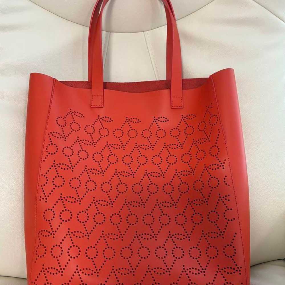 Bonpoint Punching Leather Tote Cherry Red - image 2