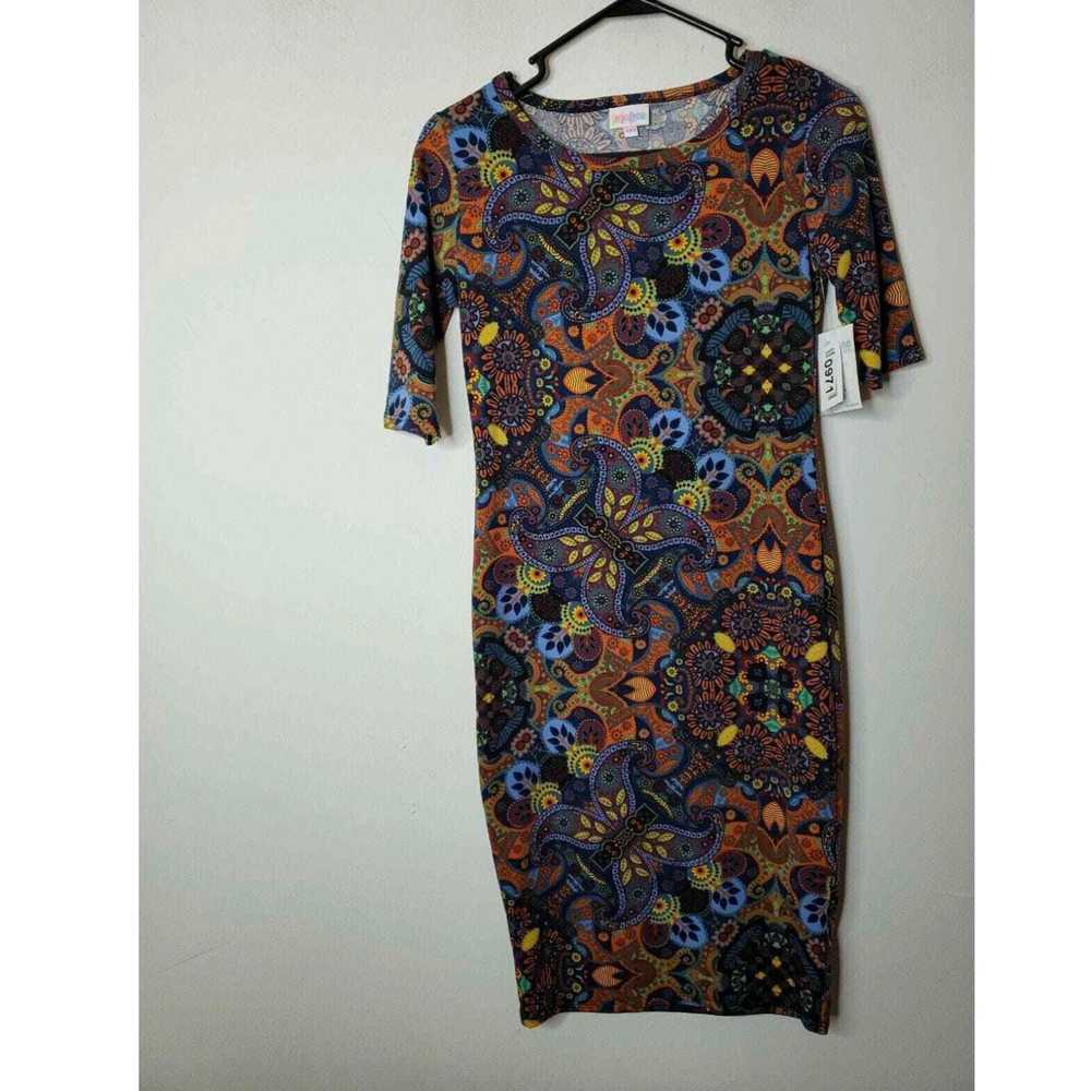 Vintage LuLaRoe Women's Dress XXS Blue Orange Pin… - image 1