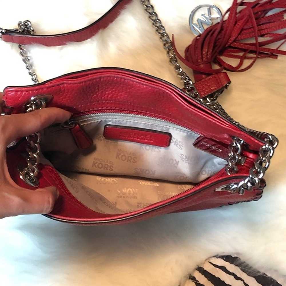 Michael Kors Red Chain Whipped Chelsea Messenger … - image 5