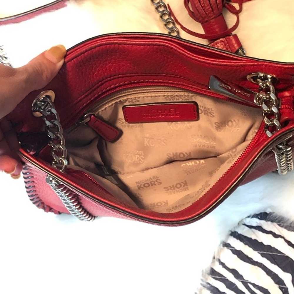 Michael Kors Red Chain Whipped Chelsea Messenger … - image 6