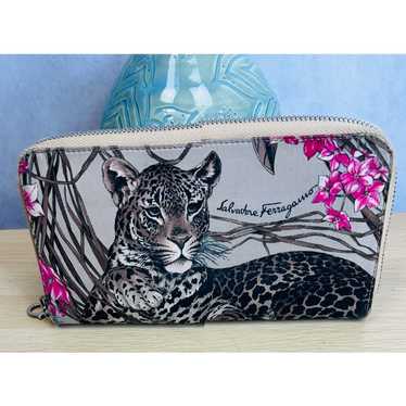 Salvatore Ferragamo Jungle Scarf Print Flap Wallet