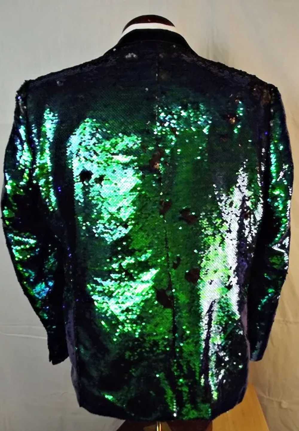 FLASHY Coofandy Mens Tuxedo Jacket Blazer Green/B… - image 6