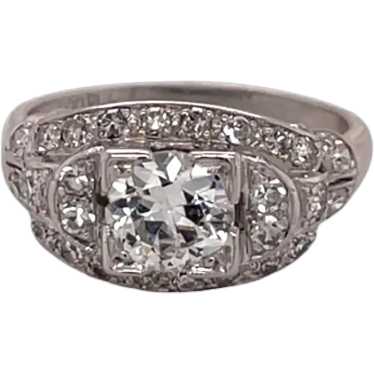 Art Deco Platinum Diamond Ring - image 1