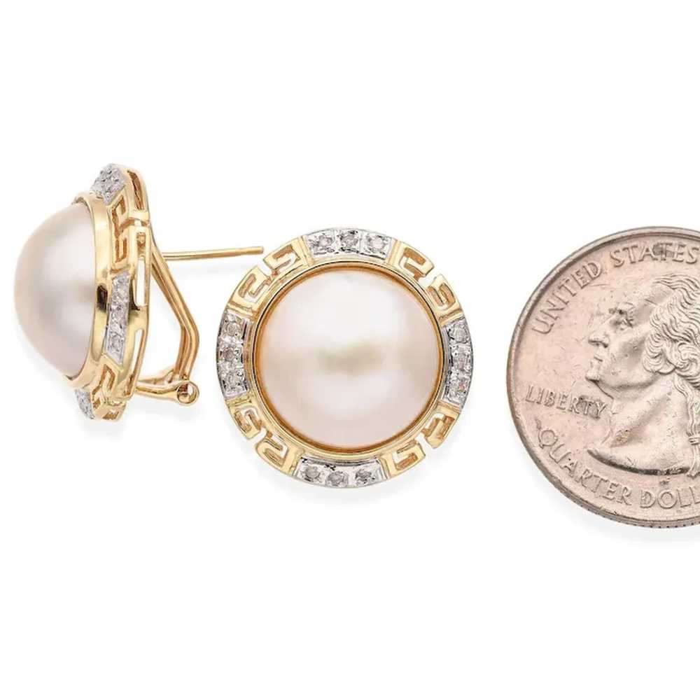 Vintage 14K Yellow Gold Mabe Pearl & Diamond Omeg… - image 3