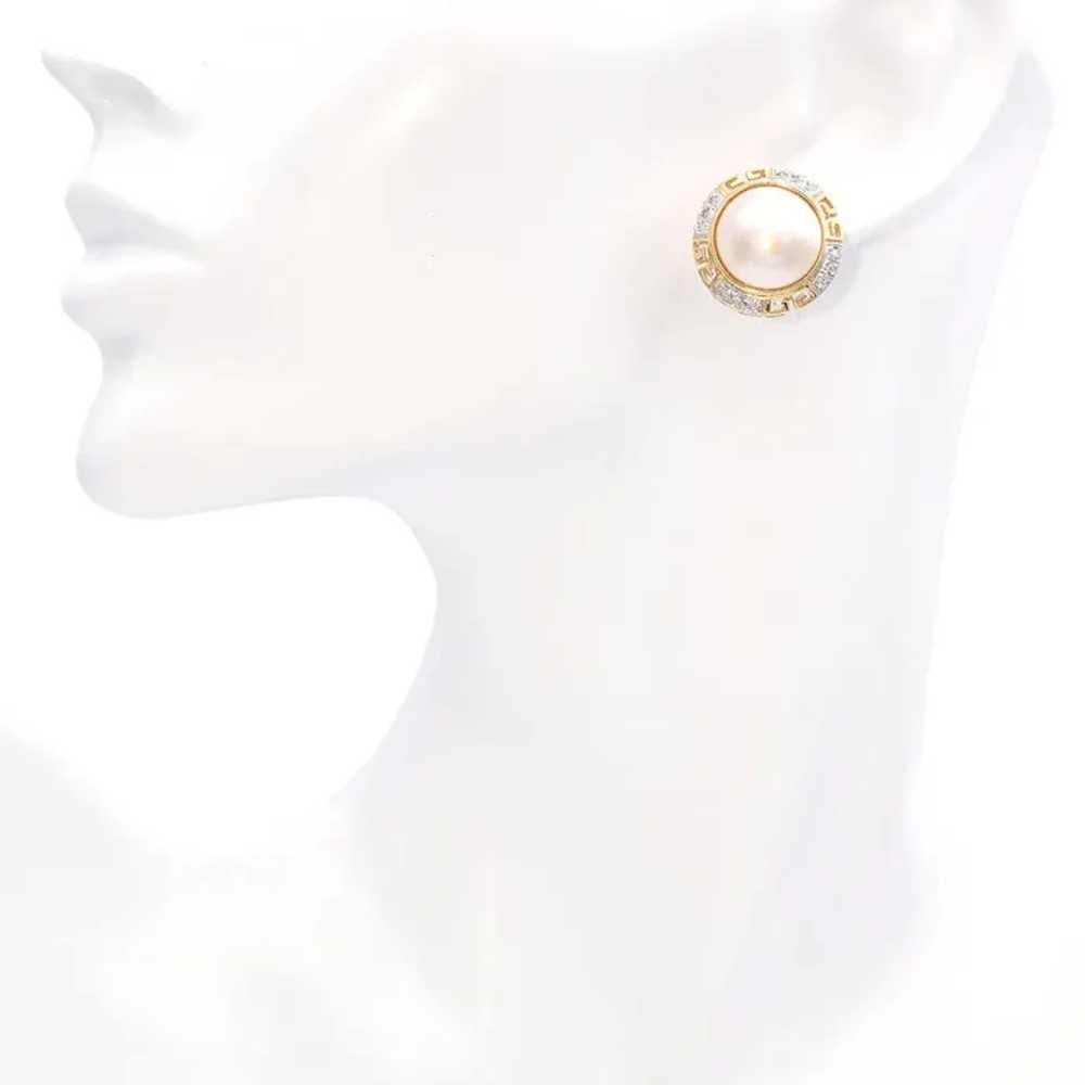 Vintage 14K Yellow Gold Mabe Pearl & Diamond Omeg… - image 6