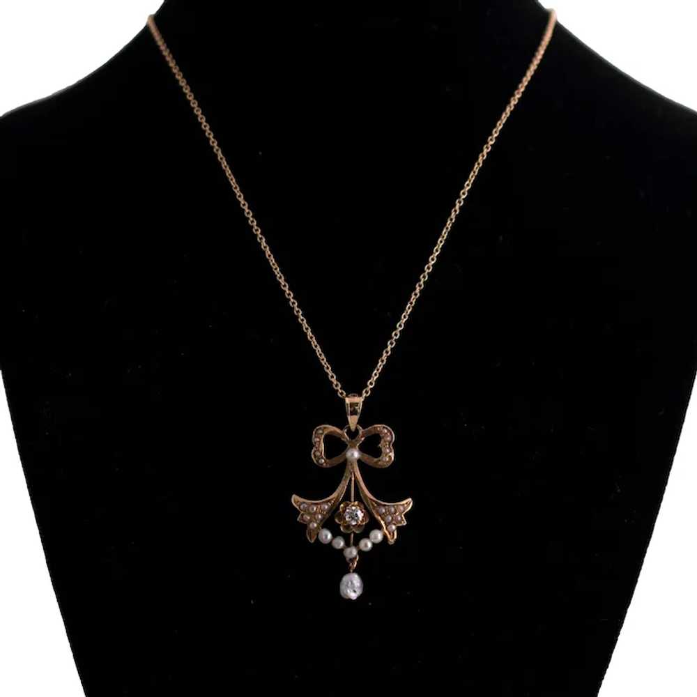 Antique Lavalier Bow Necklace - image 2