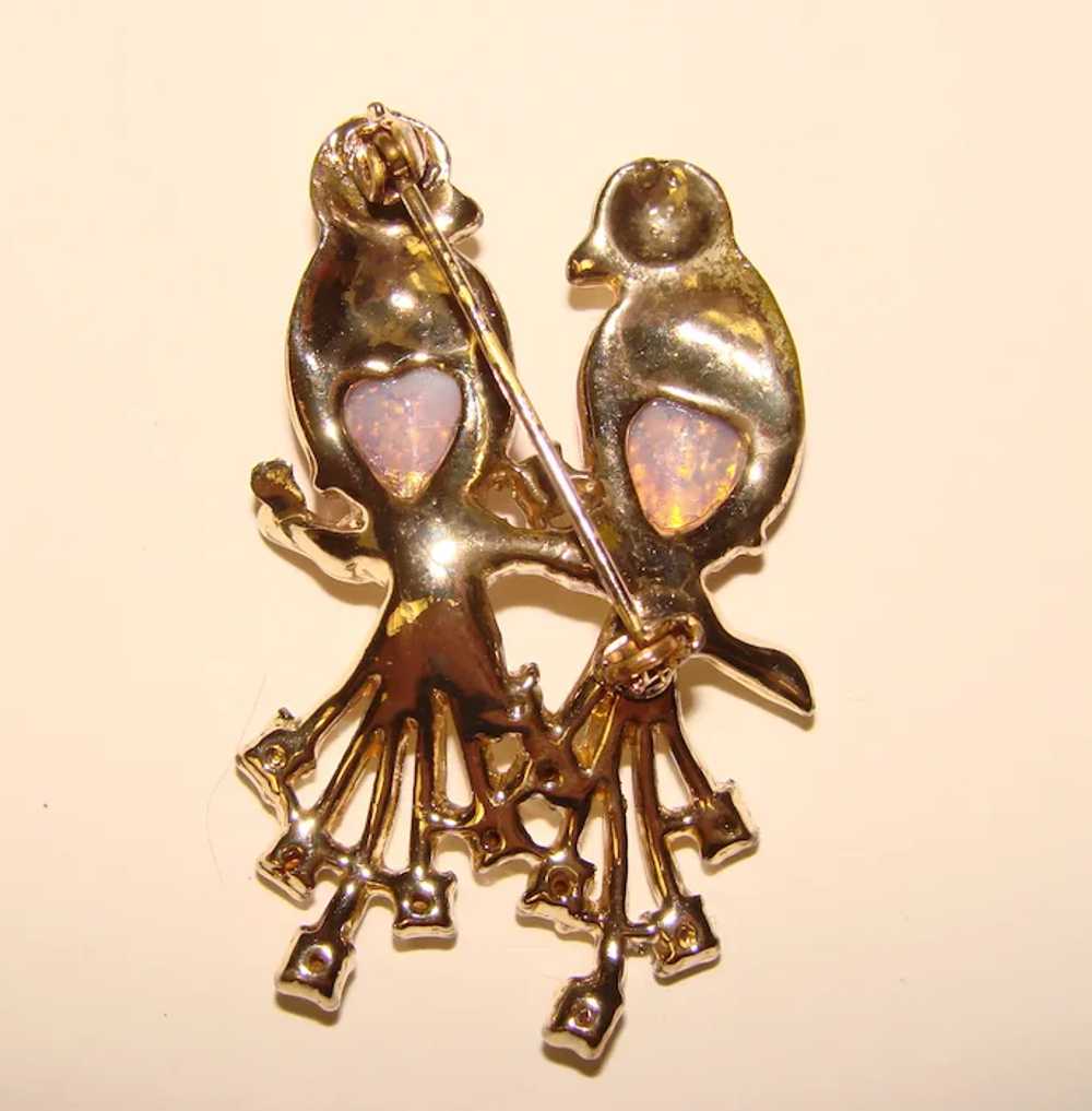 Fabulous LOVE BIRDS Simulated Opal Glass Heart St… - image 2