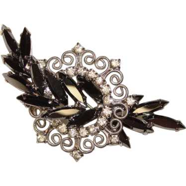 Fabulous BLACK HEMATITE & Clear Rhinestone Vintage