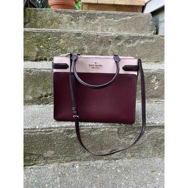 KATE SPADE • COLORBLOCK "STACI" SATCHEL MAROON & P