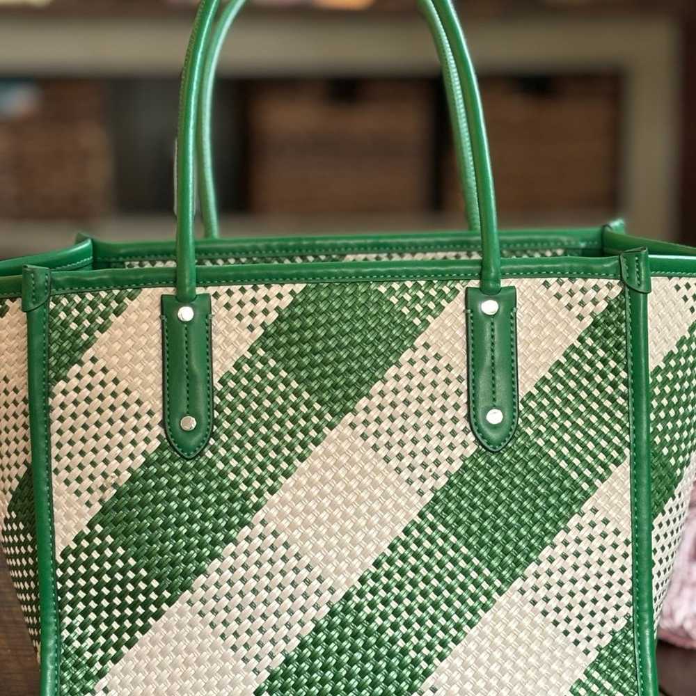 Kate Spade Ella Gingham Tote Green/White - image 2