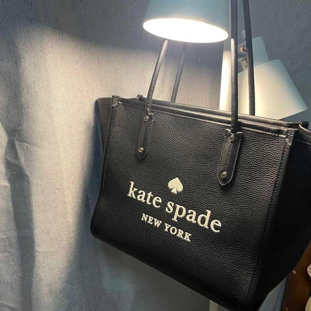 Kate Spade Tote Bag, Leather, A4 Size, Black - image 2