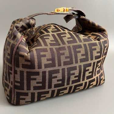 FENDI Zucca pattern handbag vanity bag Brown