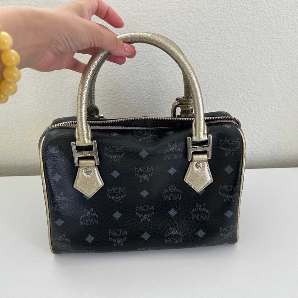 MCM Black Visetos Princess Lion Boston Bag - image 2