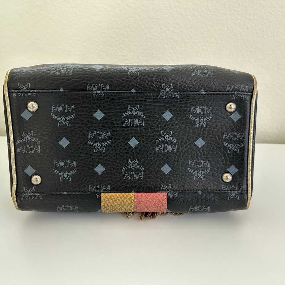 MCM Black Visetos Princess Lion Boston Bag - image 7