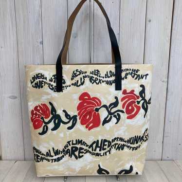 MARNI Tote Bag Cellulose Bag Beige Floral Pattern - image 1