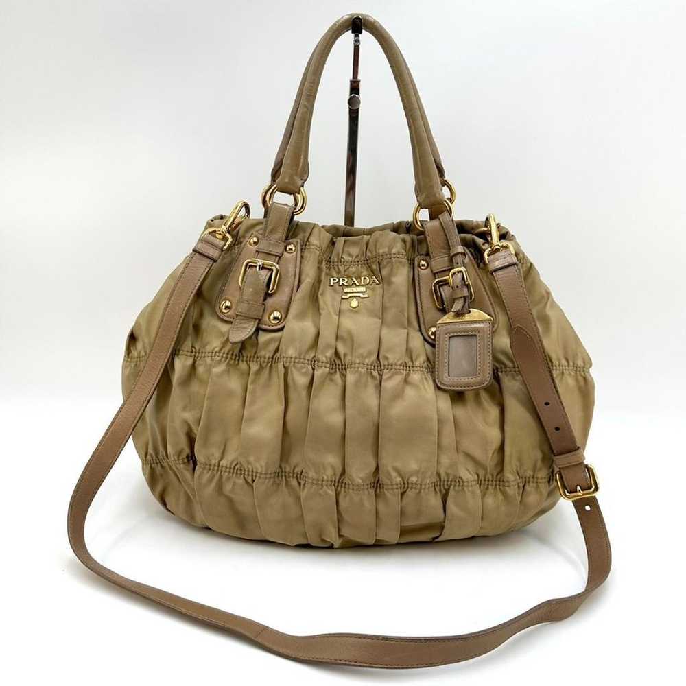 PRADA 2-way handbag with gathered design and gold… - image 4