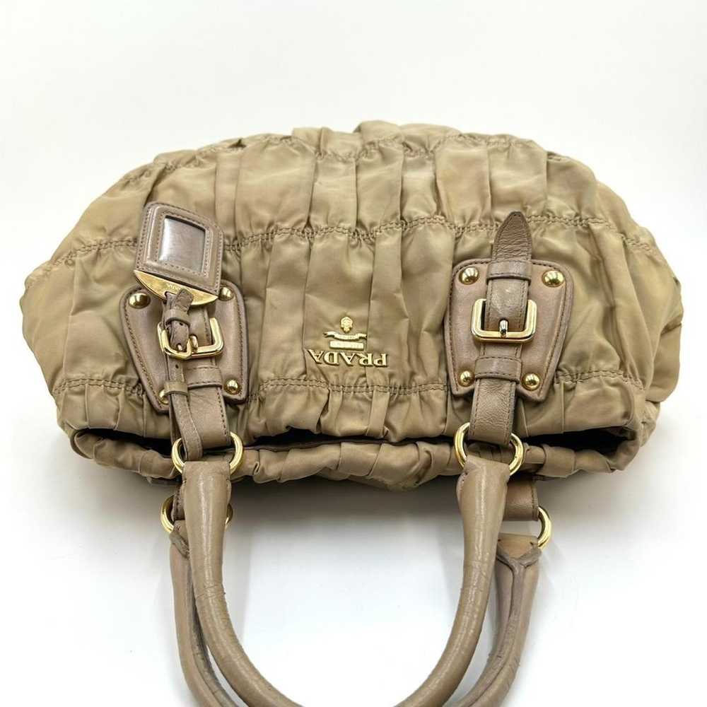 PRADA 2-way handbag with gathered design and gold… - image 9