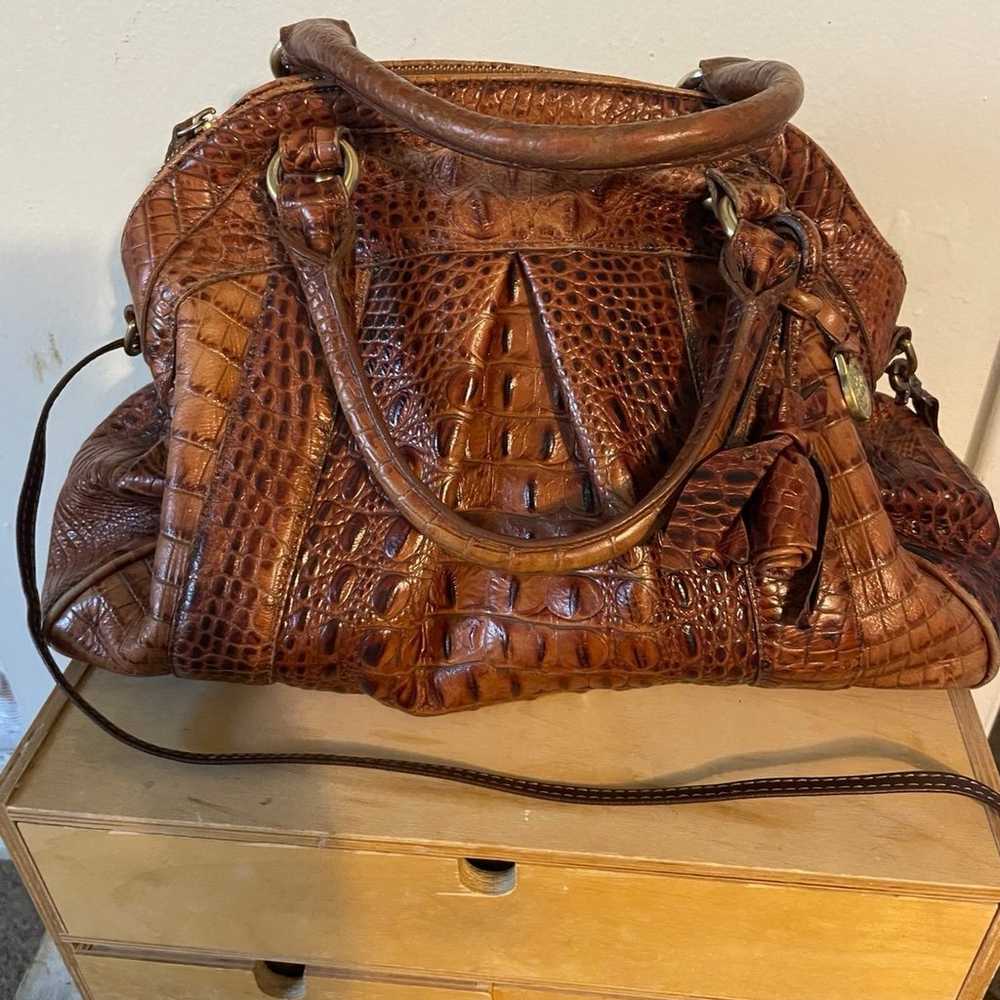 Brahmin Louise leather bag pecan w/roses - image 1