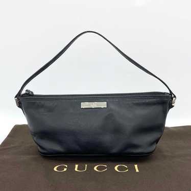 GUCCI accessory pouch handbag black leather.