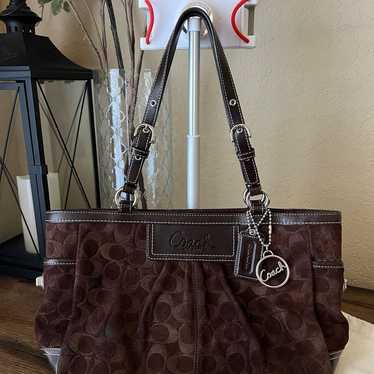 Coach Chocolate Brown Pebbled Leather Hamilton East West on sale Satchel Shoulder Bag