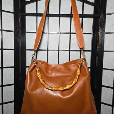 Gucci Bamboo Shoulder Bag Leather 2way Cognac