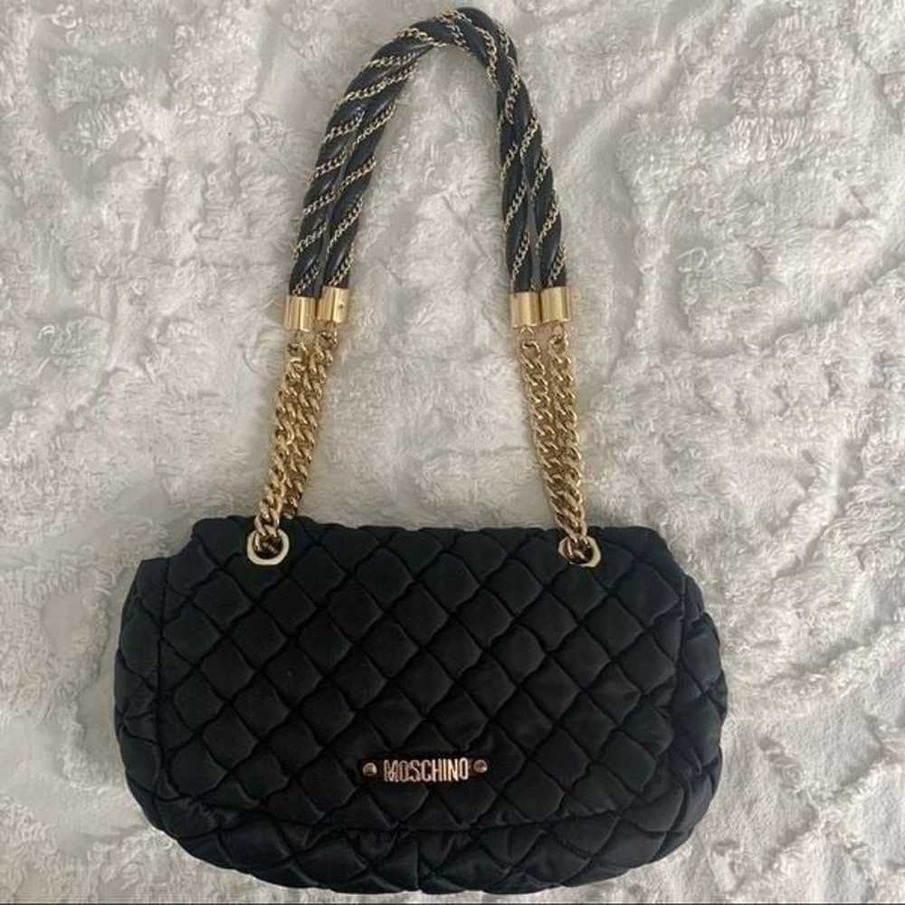 Authentic Moschino Quilted Nylon gold Chain Link … - image 1