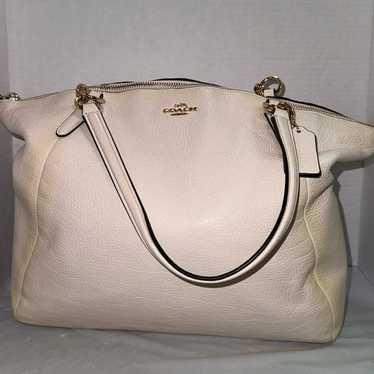 Coach Cream/White Leather Large Purse