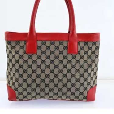 GUCCI GG Canvas Tote Bag Red