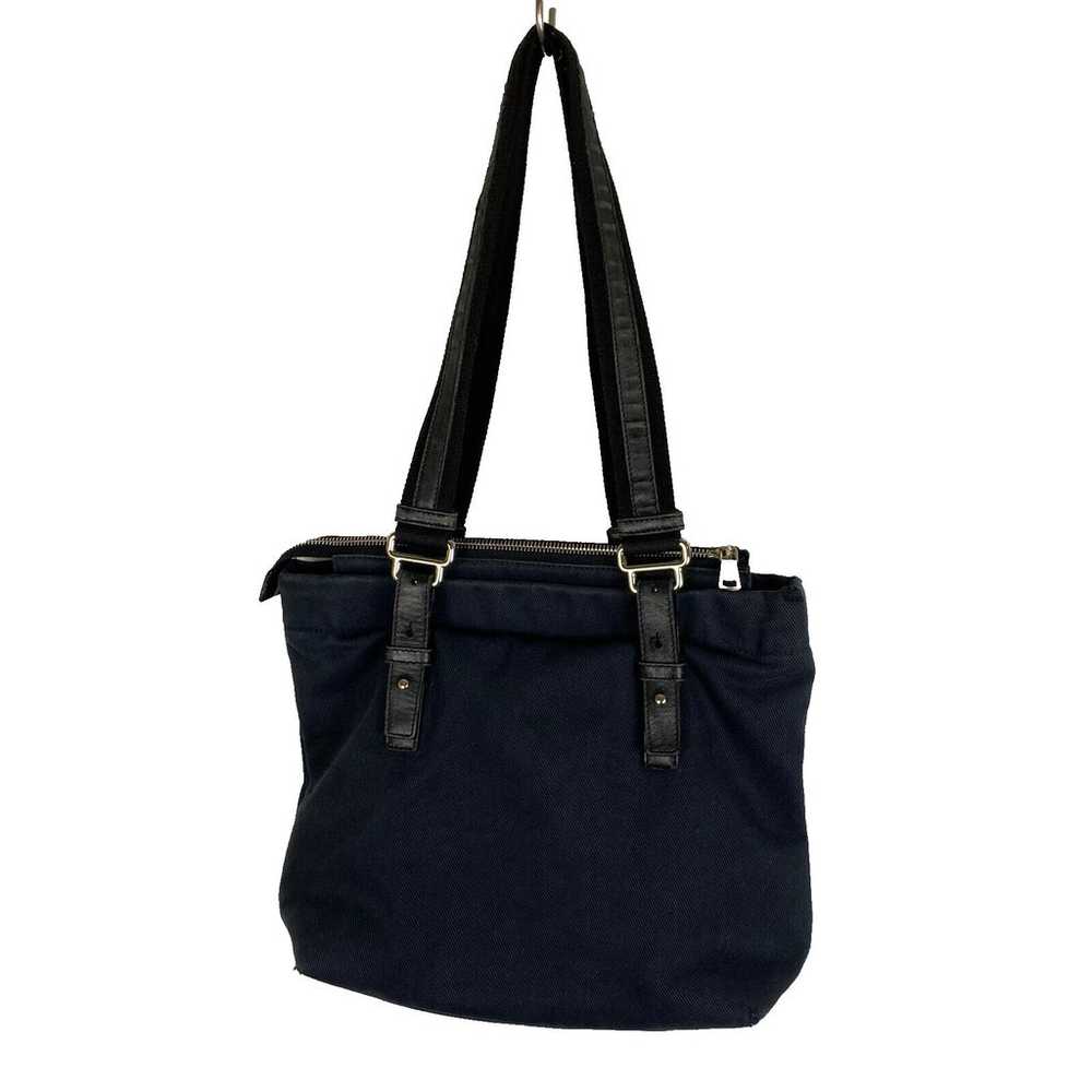 Yves Saint Laurent Shoulder Bag Navy Black Canvas… - image 4