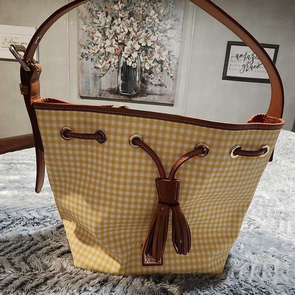 Dooney and Bourke Yellow and White Plaid Handbag - image 1