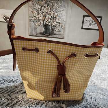 Dooney and Bourke Yellow and White Plaid Handbag - image 1