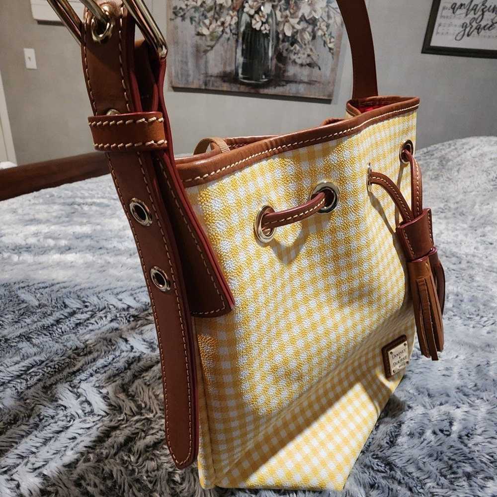 Dooney and Bourke Yellow and White Plaid Handbag - image 3