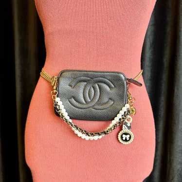 CHANEL black caviar leather mini bag crossbody bag