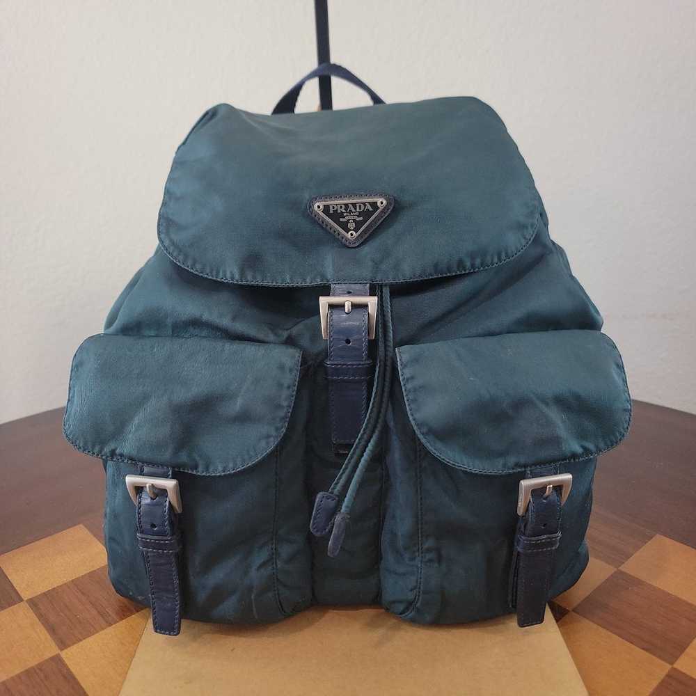 PRADA vela green nylon backpack - image 1