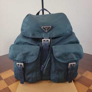 PRADA vela green nylon backpack - image 1