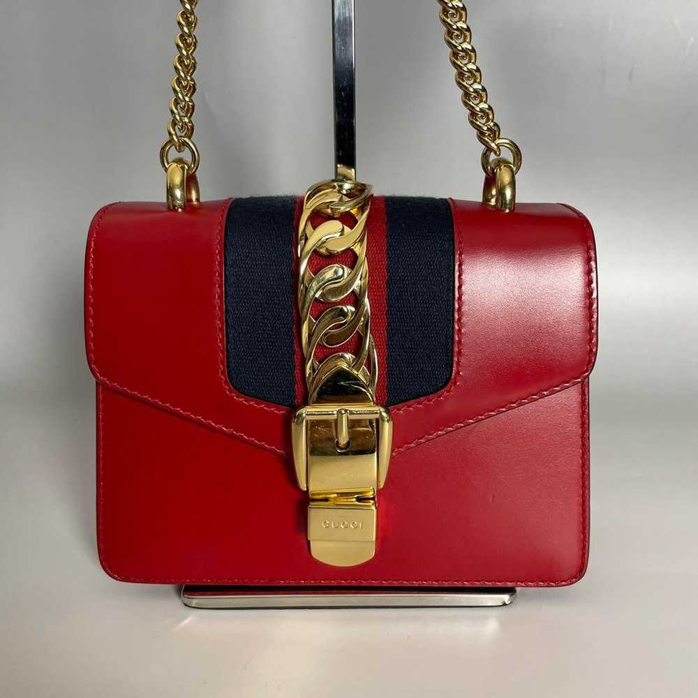 Gucci Vintage Red Sylvie Chain Bag Sherry Line Gu… - image 1