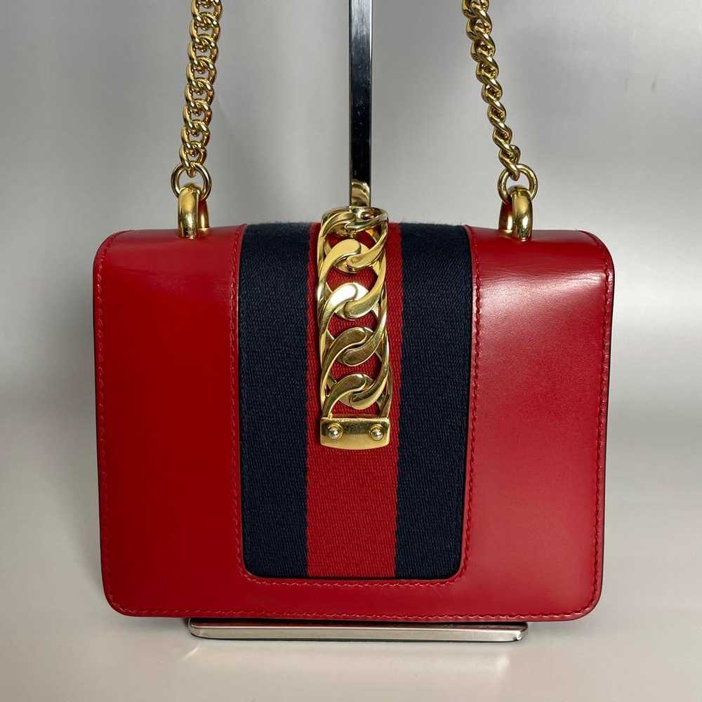 Gucci Vintage Red Sylvie Chain Bag Sherry Line Gu… - image 2