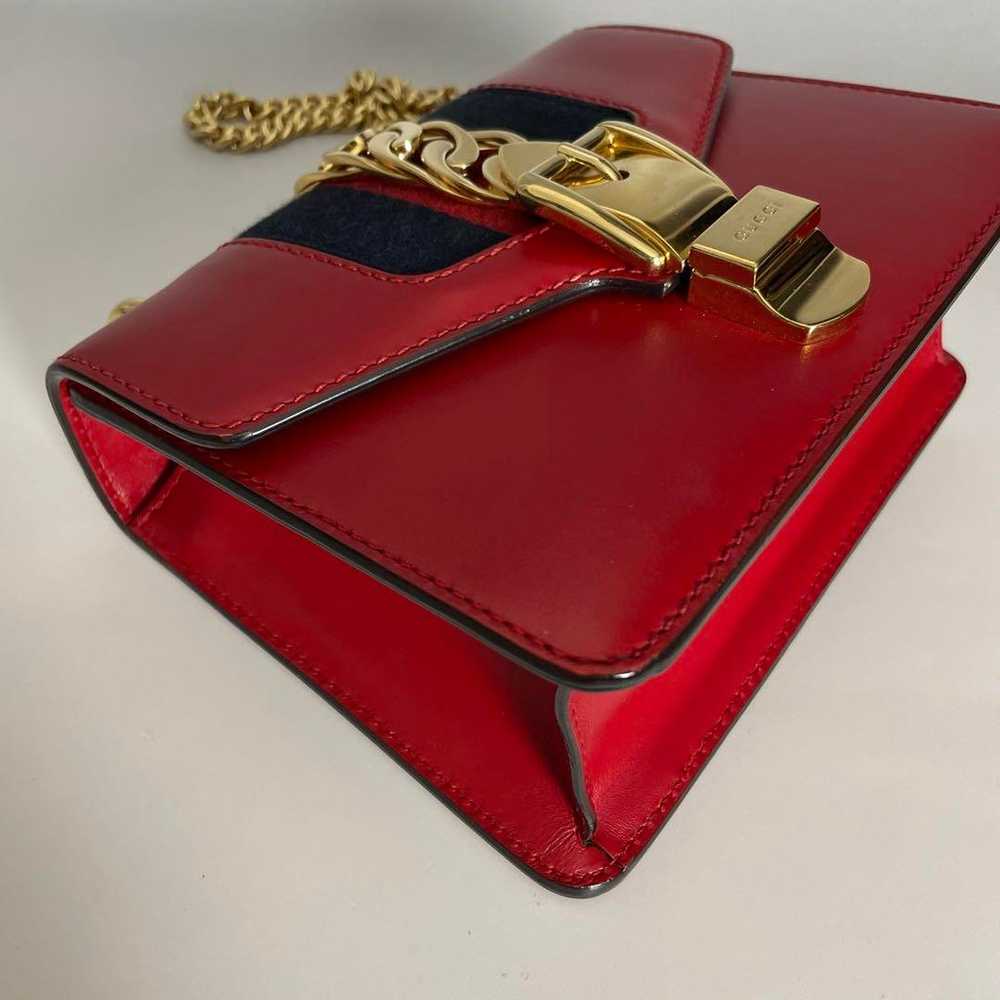 Gucci Vintage Red Sylvie Chain Bag Sherry Line Gu… - image 6