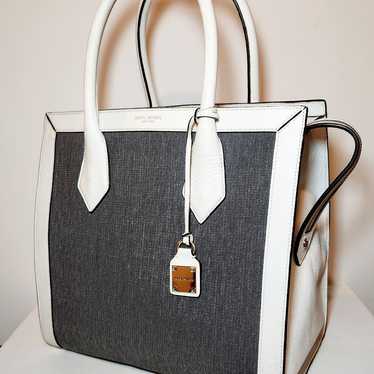 Henri bendel white and denim blue satchel