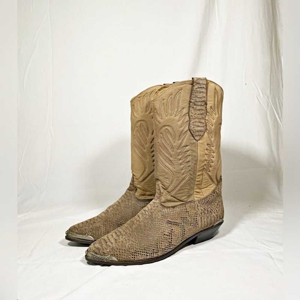 Vintage 80s Zodiac Tan Suede Leather Snakeskin Pr… - image 1