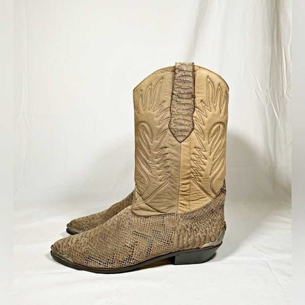 Vintage 80s Zodiac Tan Suede Leather Snakeskin Pr… - image 4