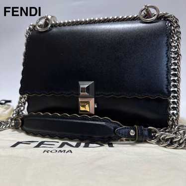 a45 [Mint Condition] Fendi Canai Chain Black Leat… - image 1