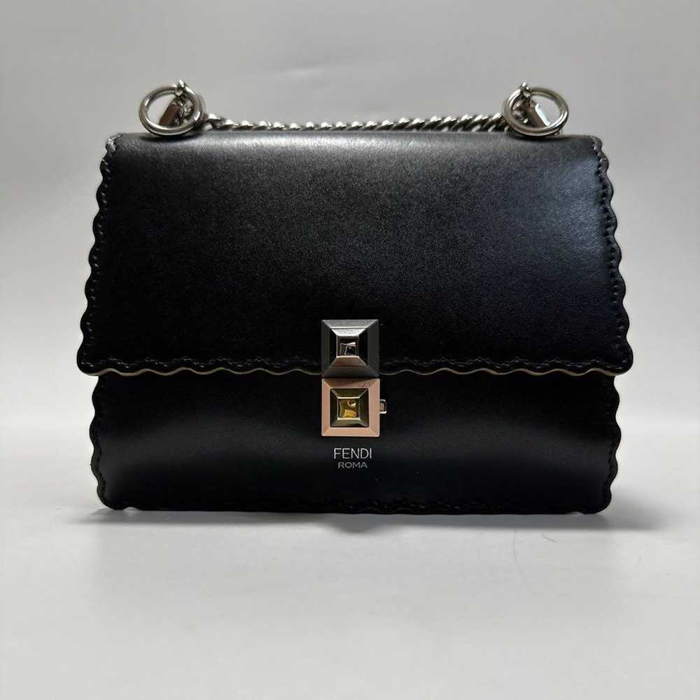 a45 [Mint Condition] Fendi Canai Chain Black Leat… - image 2