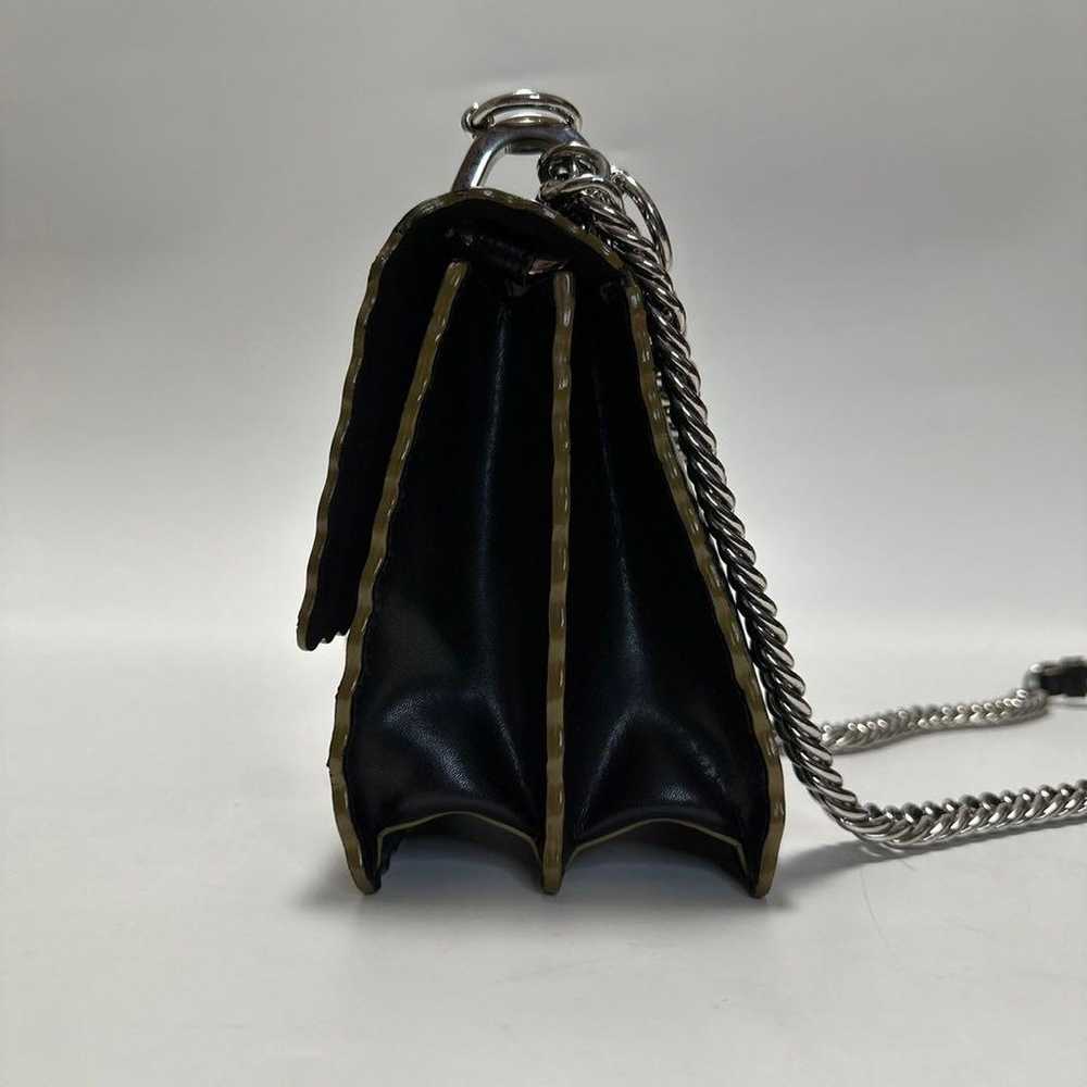 a45 [Mint Condition] Fendi Canai Chain Black Leat… - image 4