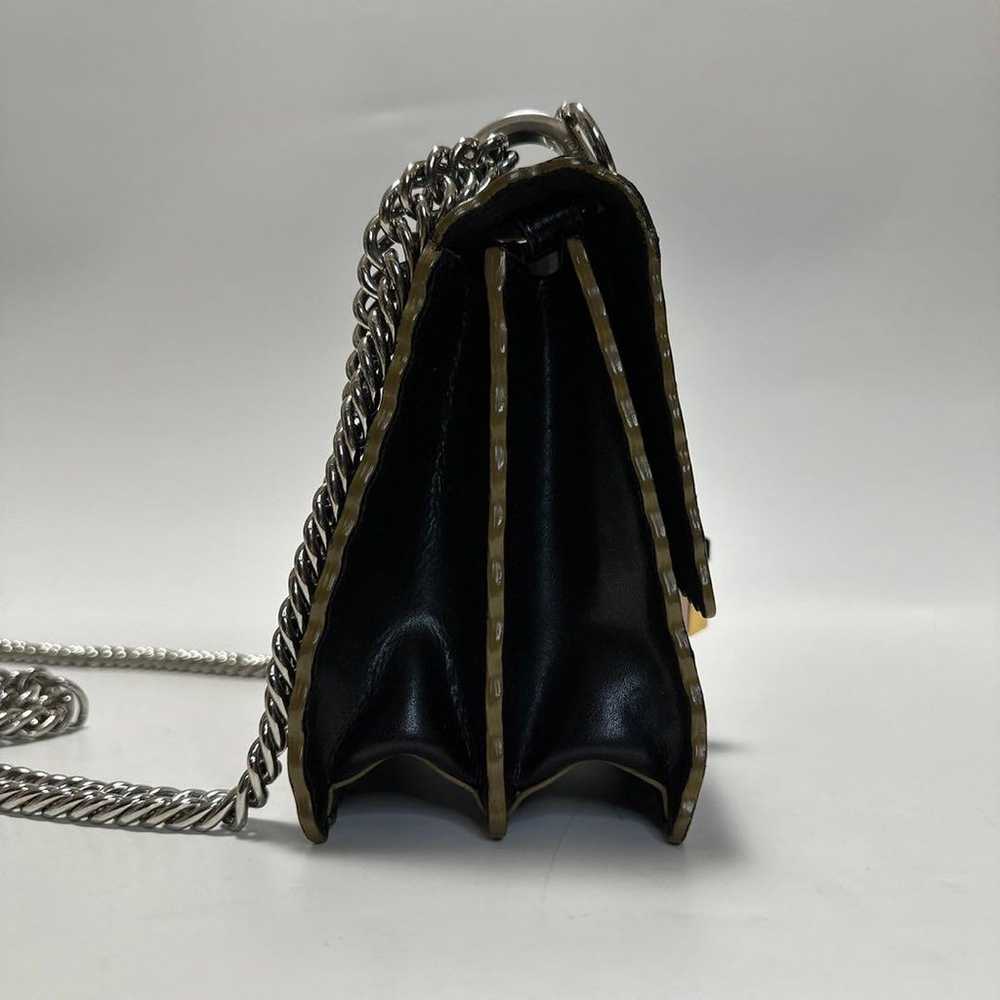 a45 [Mint Condition] Fendi Canai Chain Black Leat… - image 5