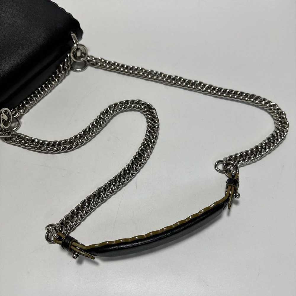 a45 [Mint Condition] Fendi Canai Chain Black Leat… - image 8