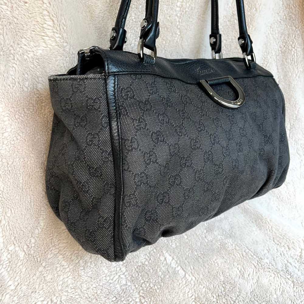 Gucci Abbey Black Denim Canvas Satchel Shoulder B… - image 3