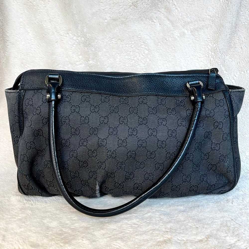 Gucci Abbey Black Denim Canvas Satchel Shoulder B… - image 4