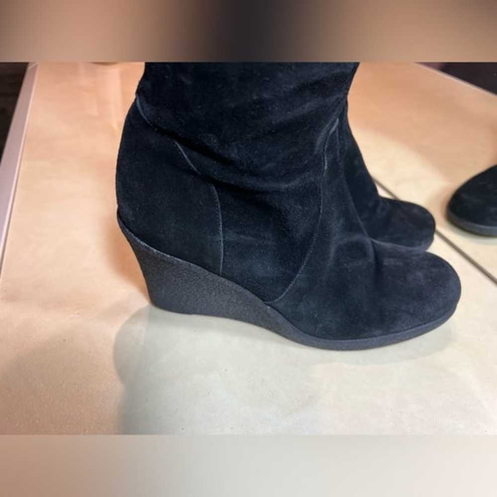 Michael Kors Wedge Tall Black Suede Zip Up Boots … - image 2